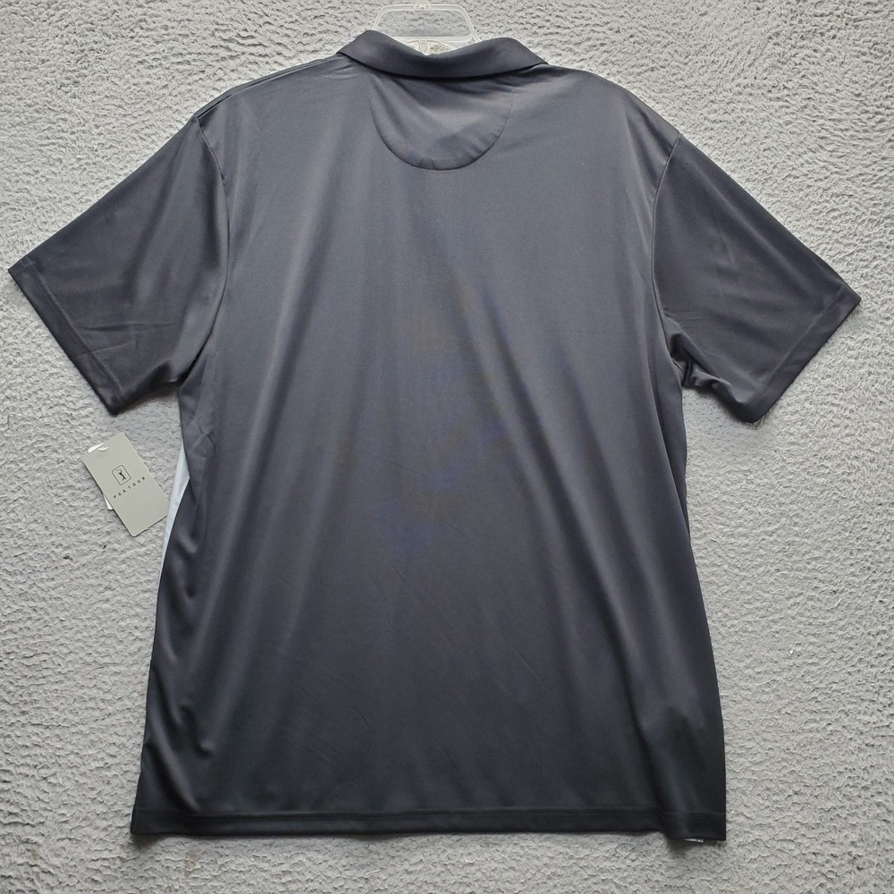 PGA TOUR Golf Polo Shirt Mens XXL Black Colorblock Stretch Easy Care Slit UPF 50 - Picture 2 of 9
